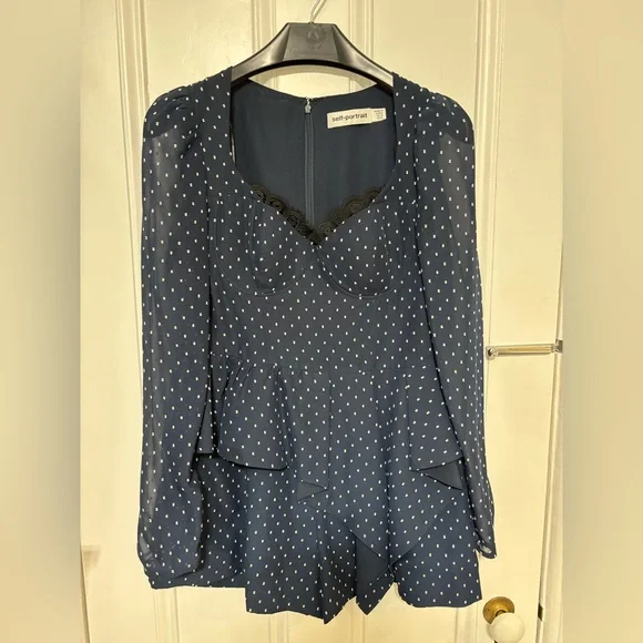 Self-Portrait Polka Dot Print Square Neckline Romper - Picture 5 of 10